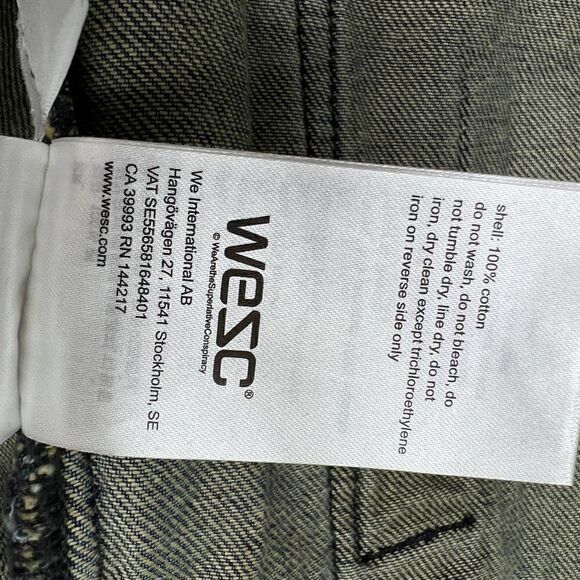 New WeSC Men US M Classic Casual Jacket White Paint Splatter Blue Denim | $220 - Picture 12 of 15